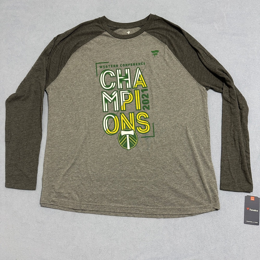 Fanatics Western Conference Portland Timbers Champion T-Shirt Gray Mens Size 3XL